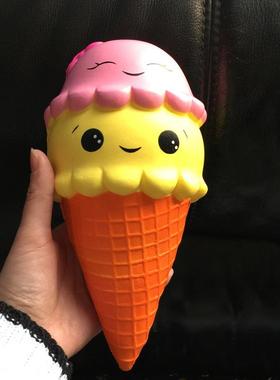 大号慢回弹双头笑脸冰淇淋squishy雪糕仿真食品模型