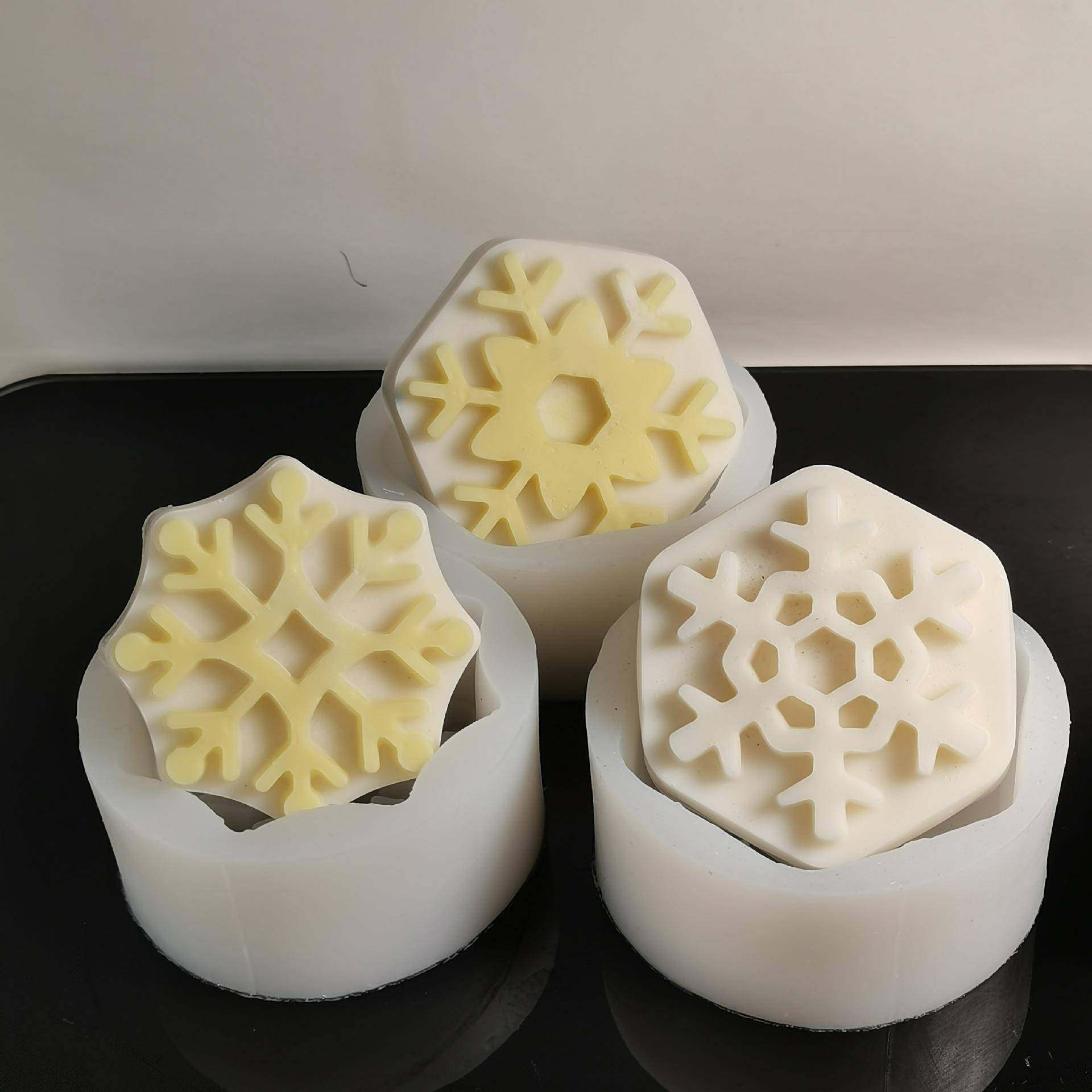 新款冰皮雪花月饼硅胶模具DIY慕斯蛋糕创意手工肥皂香薰蜡烛磨具