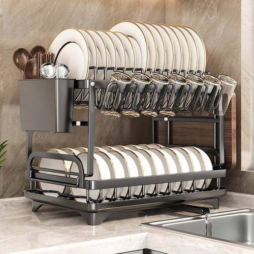 厨房家用碗碟置物架沥水篮碗盘架收纳架筷子收纳盒刀架多功能架子