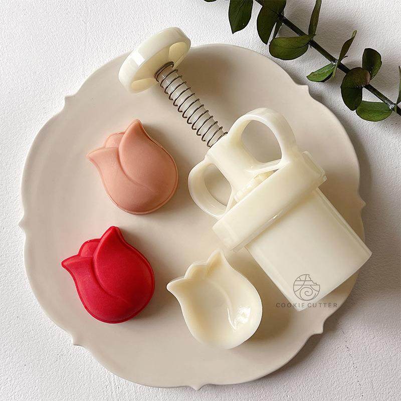 新款50g郁金香绿豆糕模具 冰皮广式月饼中秋节月饼模家用烘焙工具