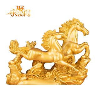 热销小双马摆件树脂工艺品创意家居装饰品商务酒柜马到成功