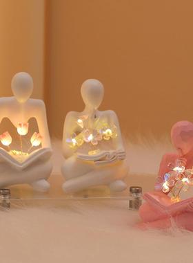 DIY郁金香小夜灯花束手工新创意摆件卧室装饰品送男女友生日礼物