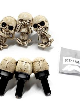 新款车载骷髅头套三创意树脂摆件万圣节汽车出风口树脂装饰