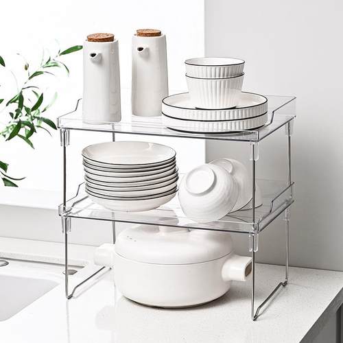 可折叠厨房置物架台面橱柜隔板分层架柜内调料收纳锅架桌面小架子