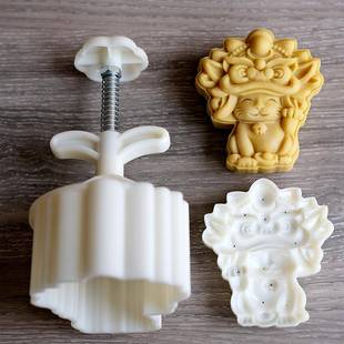 75克150克舞狮猫月饼模具手压式 国潮凤