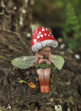 田园沉睡仙女树脂工艺品摆件户外精灵装饰品森林蘑菇摆饰品