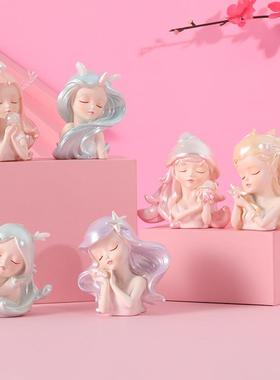 海洋女孩系列可爱精致小摆件 树脂汽车蛋糕烘焙装饰女生生日礼物
