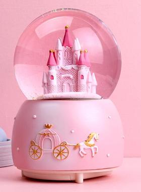 圣诞节礼物发光水晶球音乐盒平安夜创意雪花玻璃球八音盒摆件