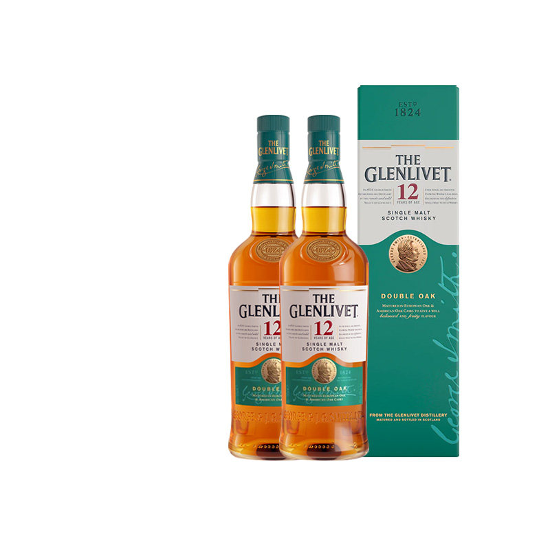 Glenlivet格兰威特12年双桶700ml*2苏格兰单一麦芽威士忌进口洋酒