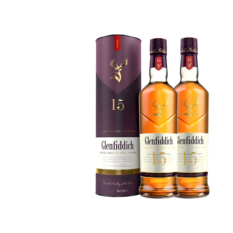 Glenfiddich格兰菲迪15年700ml双瓶苏格兰单一麦芽威士忌进口洋酒