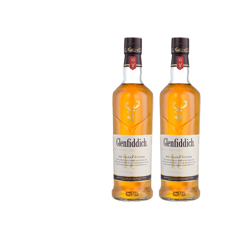 Glenfiddich格兰菲迪15年700ml双瓶苏格兰单一麦芽威士忌洋酒无盒