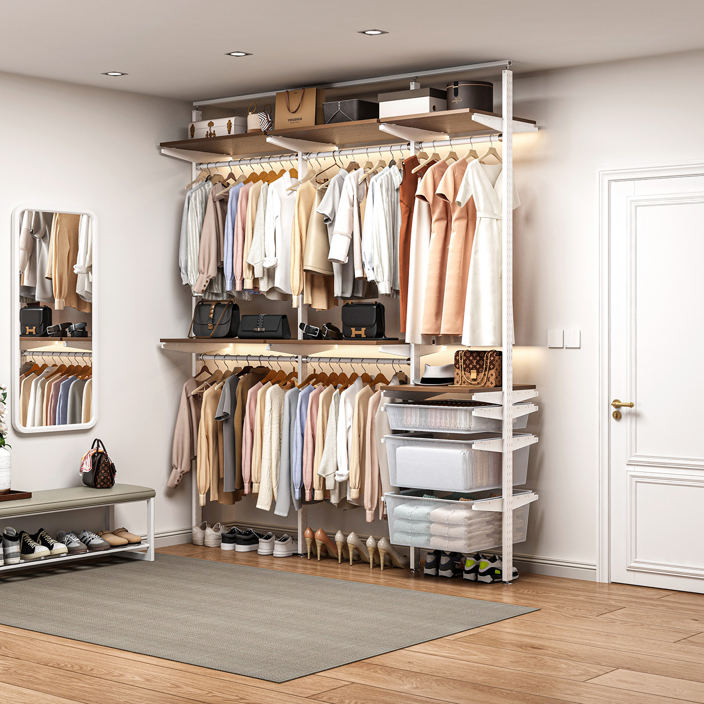 威能落地金属衣柜衣帽间开放式步入式货架式钢架框架衣柜顶天立地,全屋定制,轻定制衣柜,淘宝优惠券,粉丝福利购,淘宝优惠卷