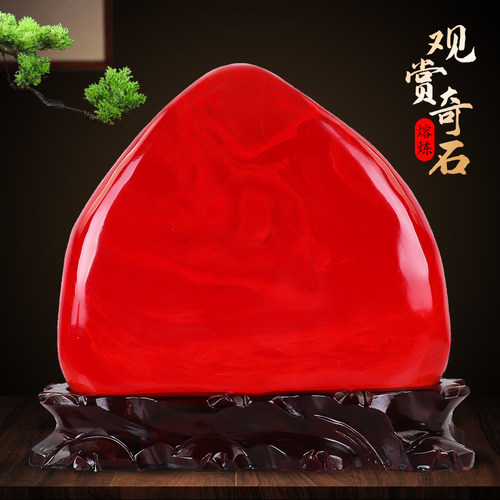 鸡血石红碧玉原石摆件客厅观赏石