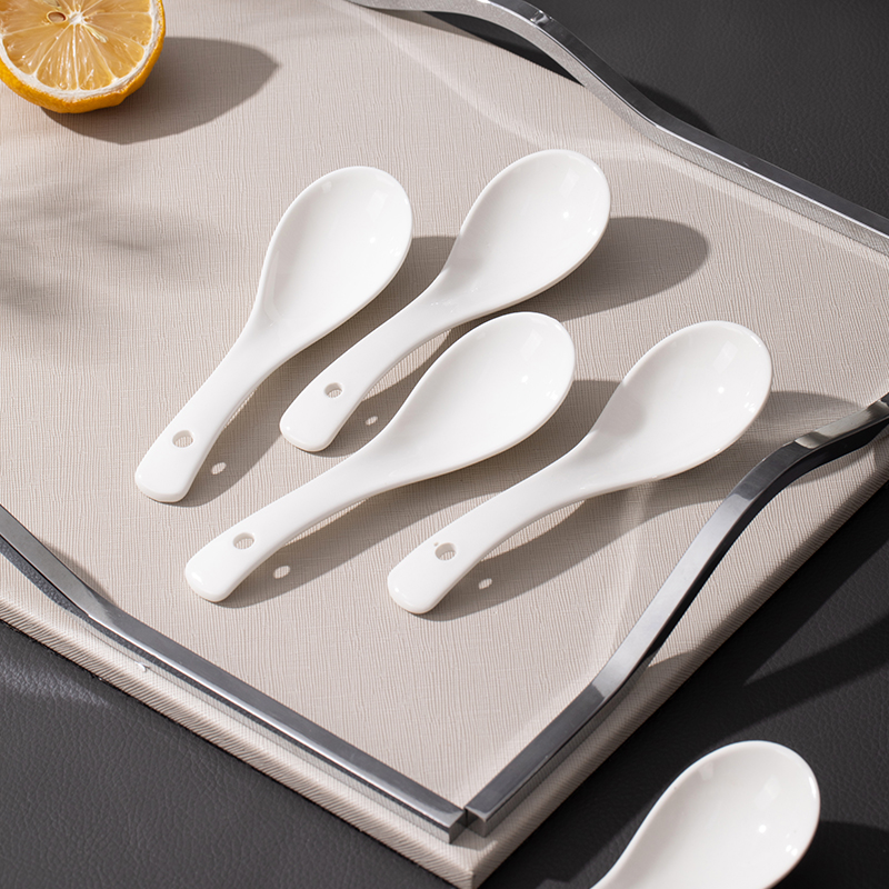 纯色简约小勺陶瓷调羹
