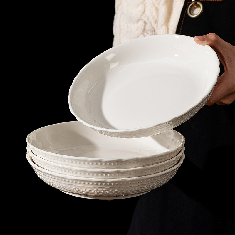 碟子菜盘家用2025新款陶瓷盘子餐盘精致漂亮的深汤盘圆盘创意餐具,餐饮具,盘,淘宝优惠券,粉丝福利购,淘宝优惠卷