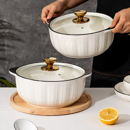 大号纯色带盖瓷煲汤碗