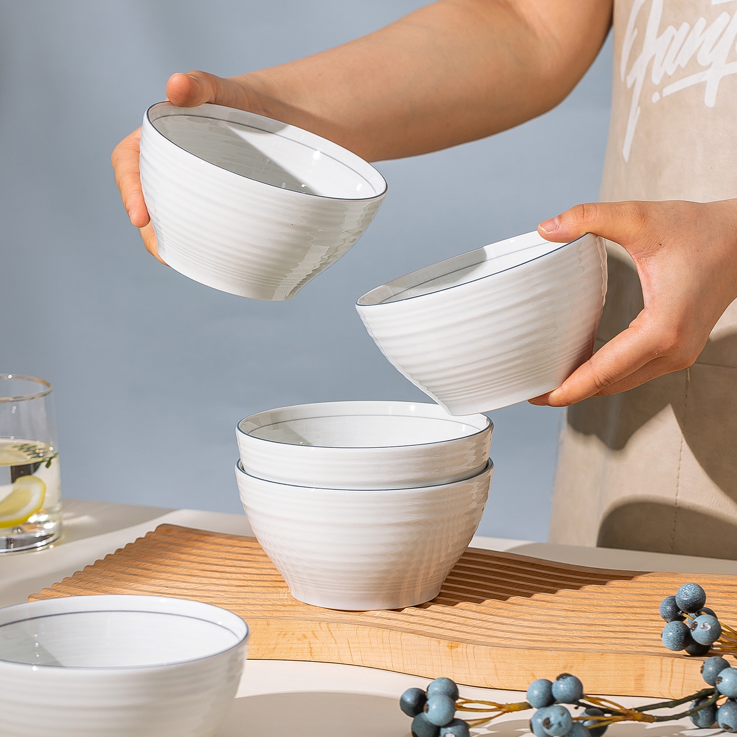 耐用易清洗陶瓷家用圆碗