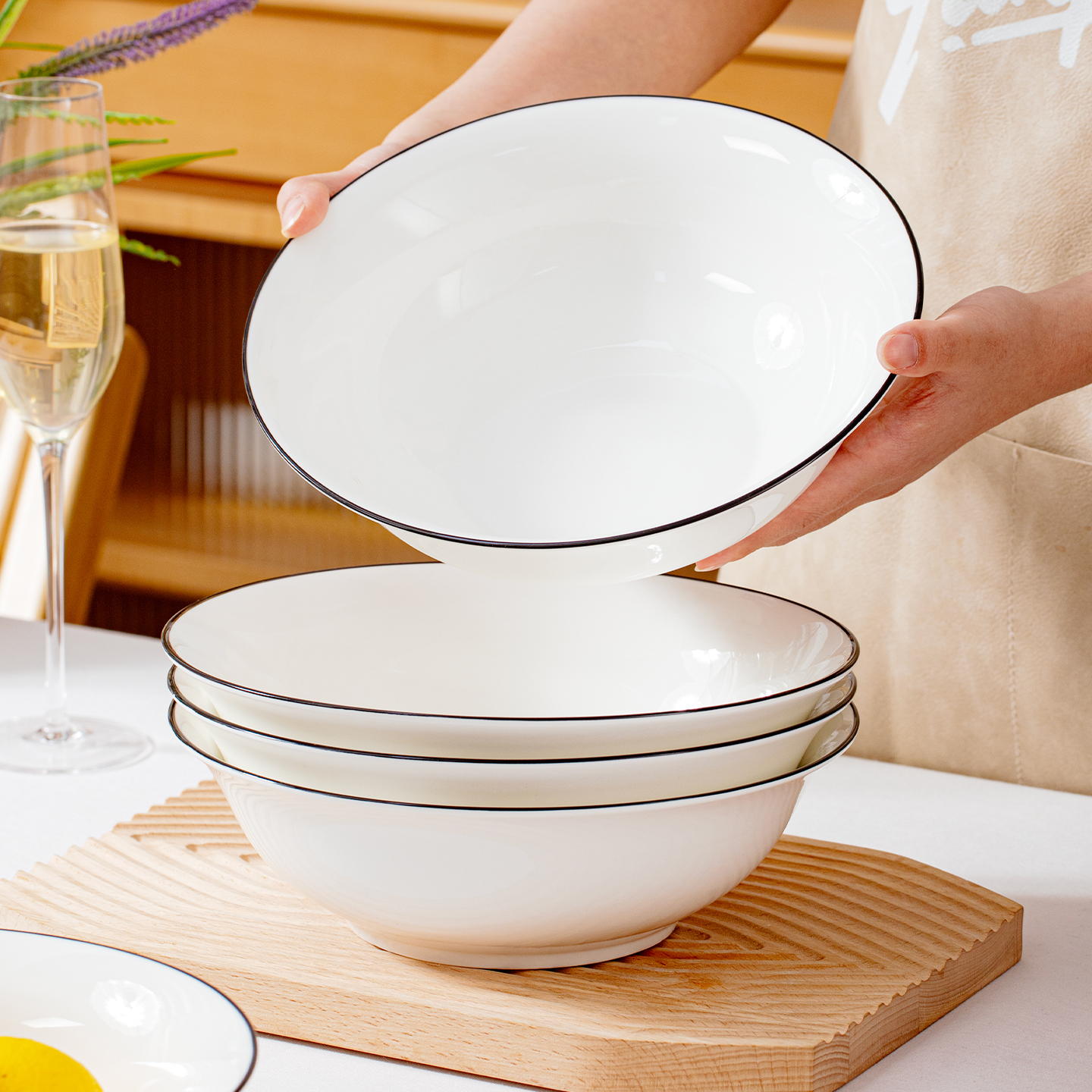 家用陶瓷9英寸大容量汤碗