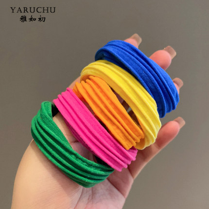 雅如初饰品糖果色高马尾橡皮筋毛巾发圈女夏网红发绳可爱皮套5条