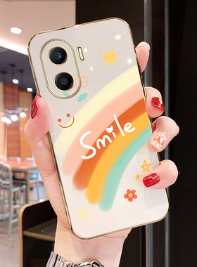 适用于华为荣耀x40i手机壳honorx40i笑脸彩虹荣誉x40i电镀huawei硅胶x四十i女新款ryx4oi超薄rongyao网红潮牌