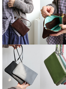 Abbott Vintage【麻将包】头层牛皮手拿包零钱包女简约手机包原创