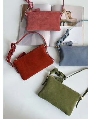 Abbott Vintage【小流苏包】牛皮女包磨砂轻便小包简约单肩斜挎