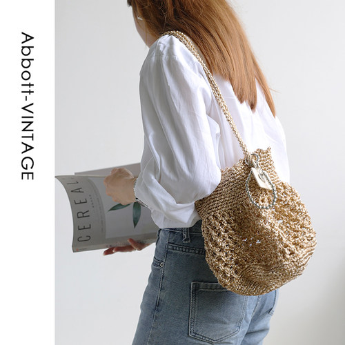Abbott Vintage【金豆包】小众手工钩织多巴胺编织包手提单肩女包