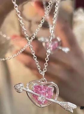 甜美爱心百搭小众项链锁骨链简约高级感闪钻甜心学生轻奢爆款爱心