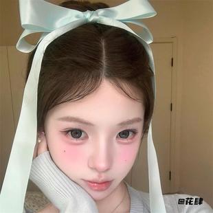 薄荷绿蝴蝶结发饰垂耳兔甜美头饰垂耳兔少女感薄荷绿长丝带顶夹