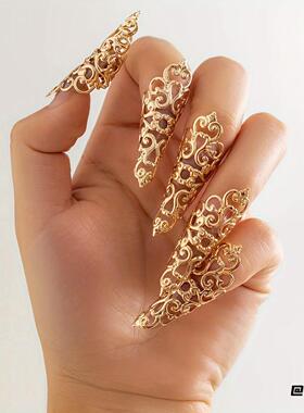 锥形指甲套复古夸张镂空花纹时尚小众女新款个性cos活动表演