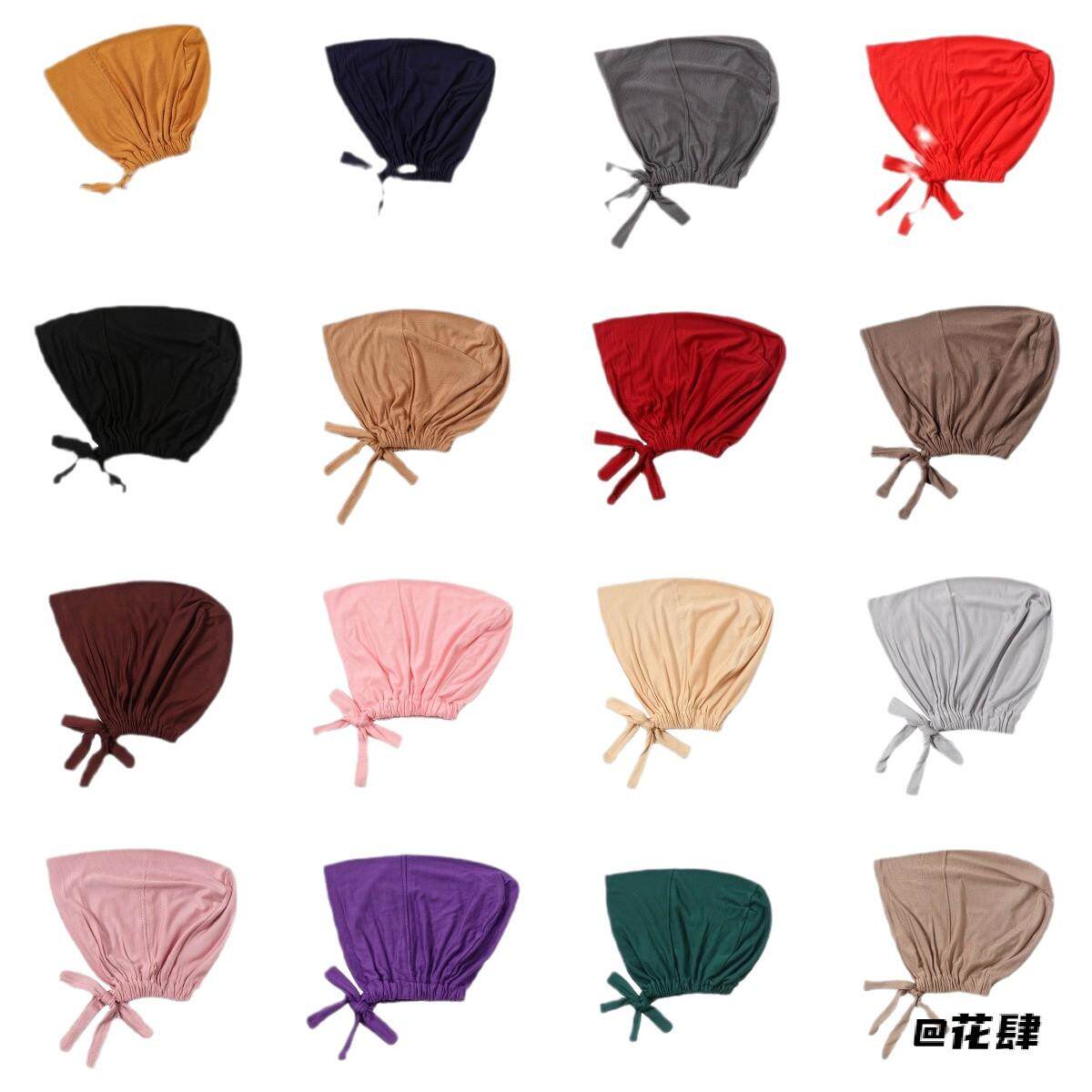 弹力拉绳头巾莫代尔女士丝光棉卡其色莫代尔抽绳打底帽