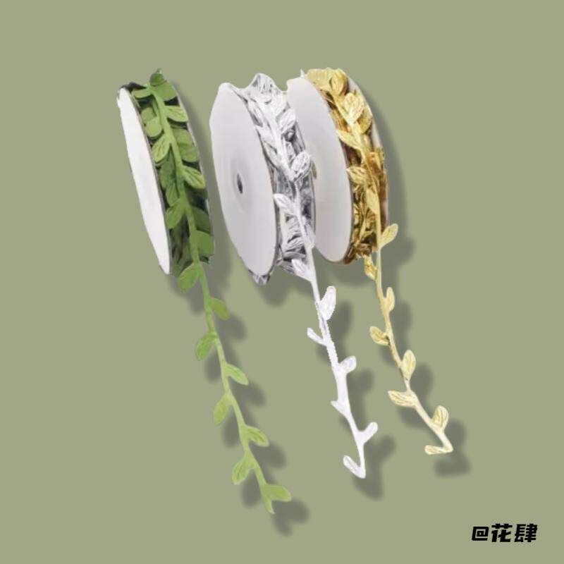 树叶绿叶柳树藤条叶创意丝带带子手工材料藤条叶子装饰用品柳叶