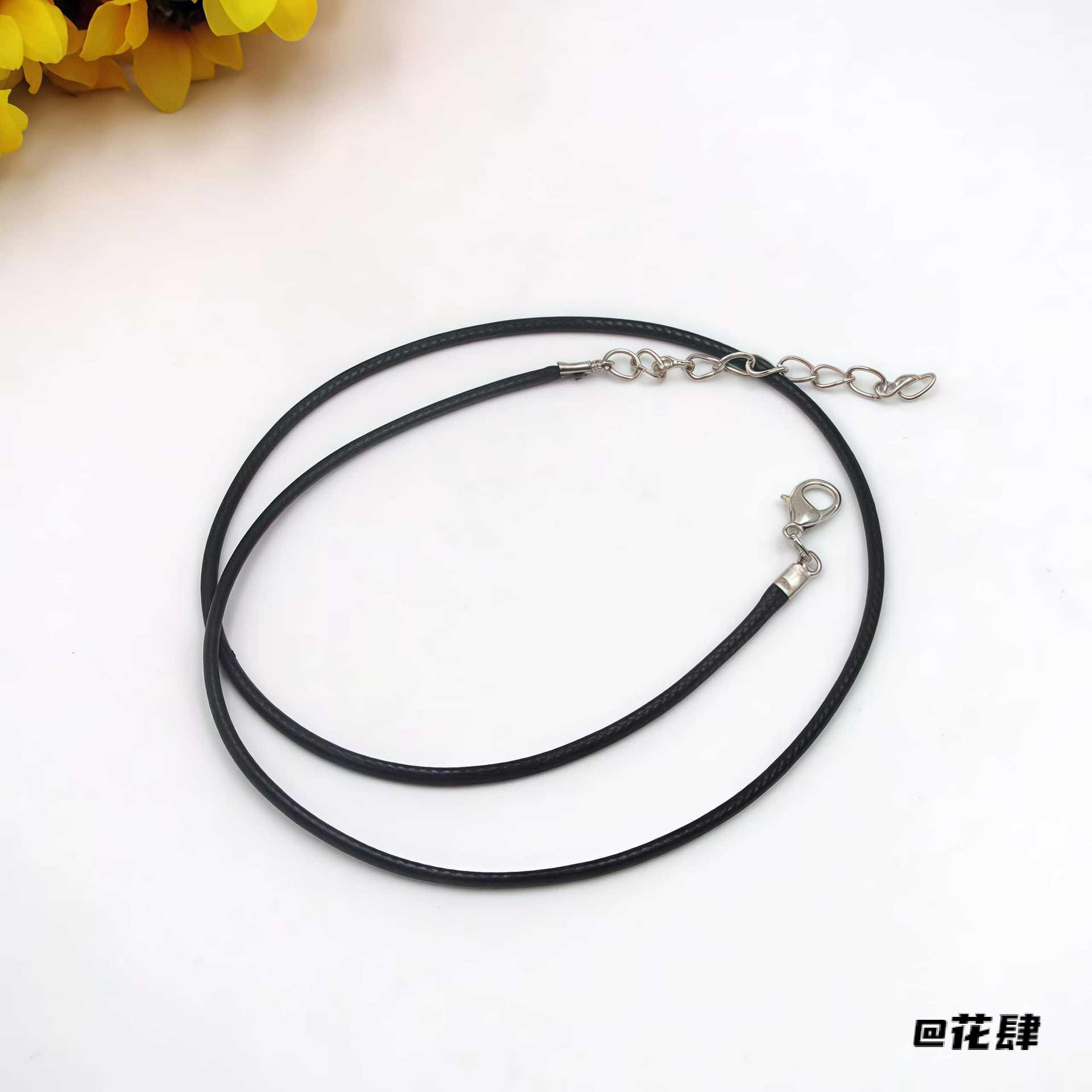 吊坠绳配件皮绳饰品可调节蜡绳黑色项链绳新款挂坠绳diy龙虾扣