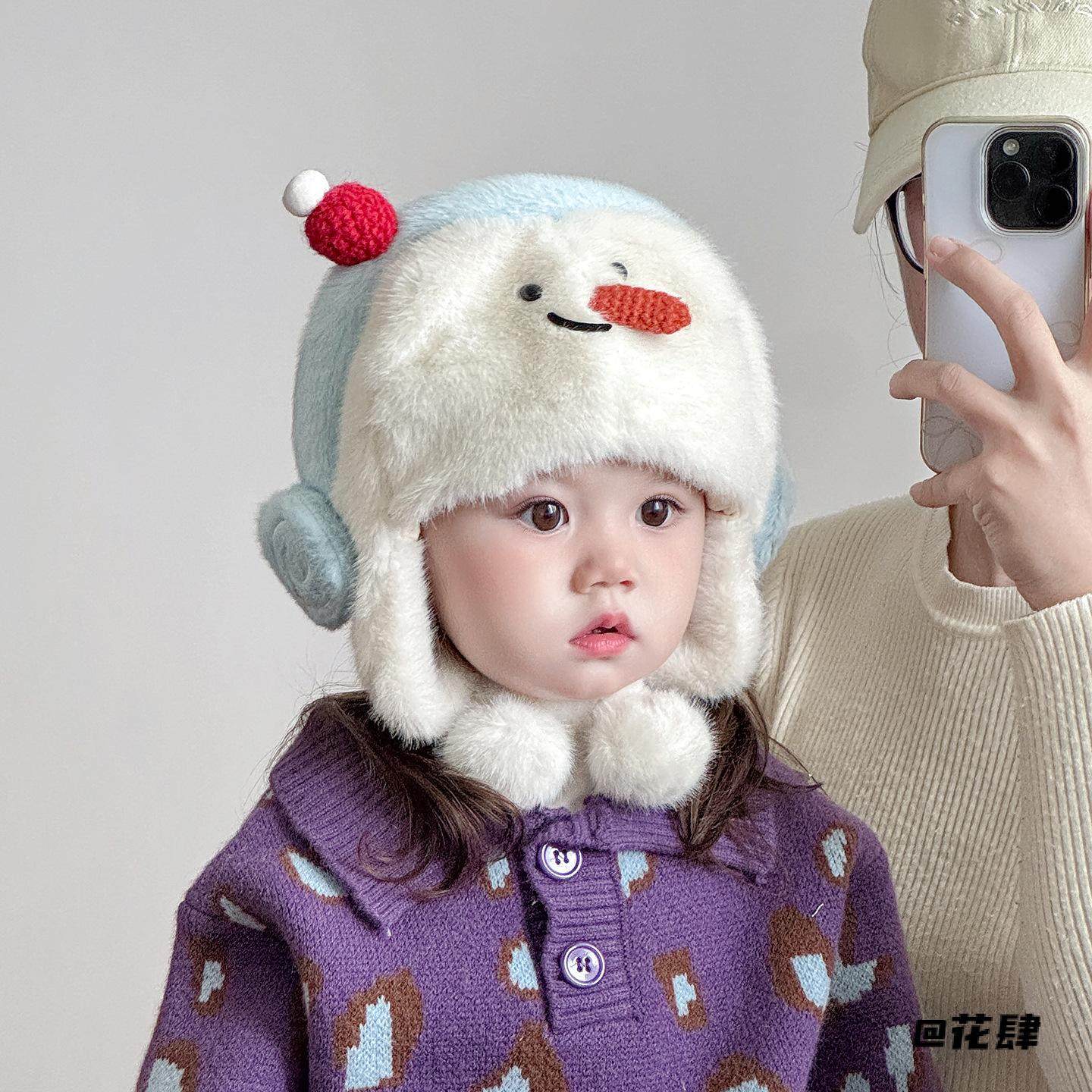 雪人耳机帽子可爱宝宝雪人耳机帽子超萌防风套头帽儿童卡通加厚,服饰配件/皮带/帽子/围巾,钥匙扣,淘宝优惠券,粉丝福利购,淘宝优惠卷
