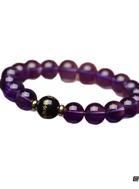 男女同款转运珠配饰仿紫水晶手串10mm本命年时髦手链紫色手串