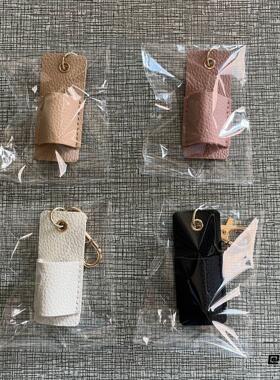 签字米白收纳办公笔套黑色荔枝纹荔枝纹皮质笔套粉色挂饰皮革笔袋