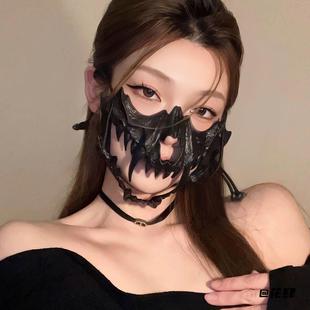 夜叉面具万圣节装扮面具半脸面罩派对coser鵺舞台演出演出