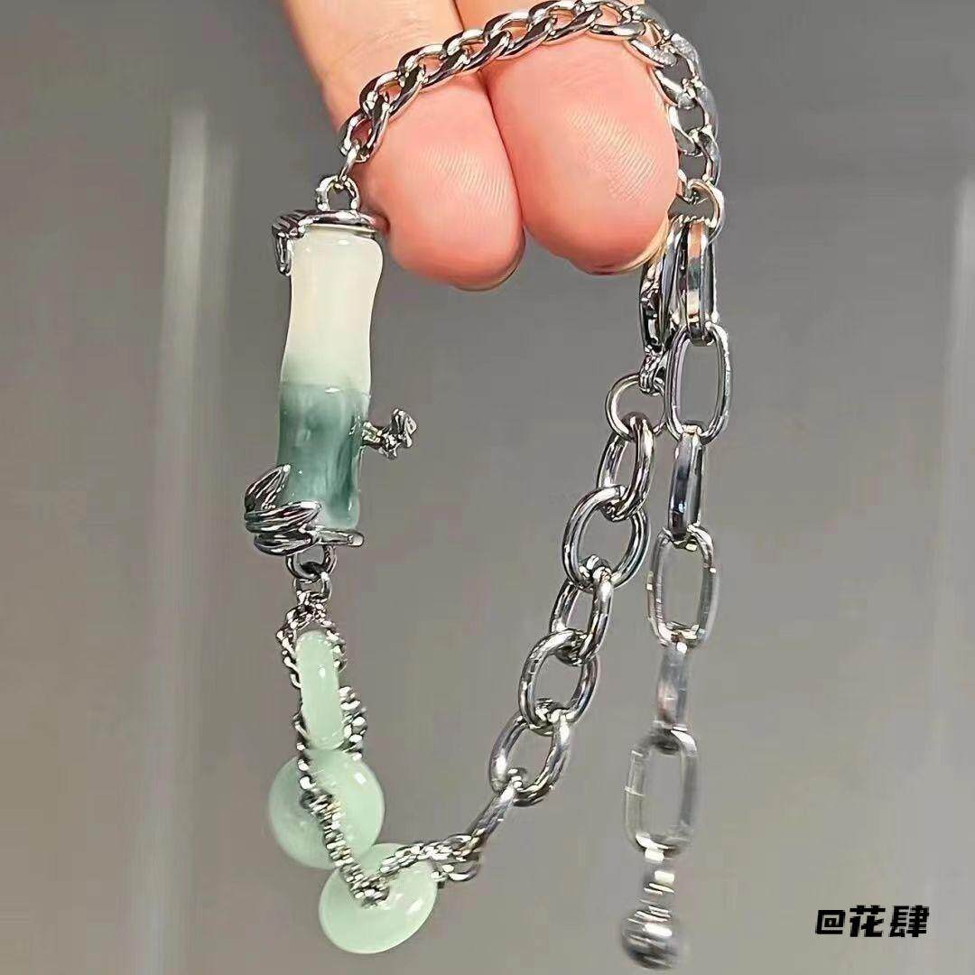 手链镯子手饰新中式水墨竹节平安扣复古风高颜值好事高级送闺蜜夏
