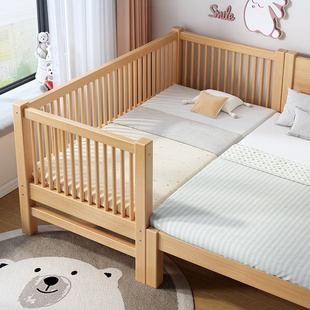实木儿童床拼接床加宽拼接神器大人可睡男女孩带护栏婴儿床可定制