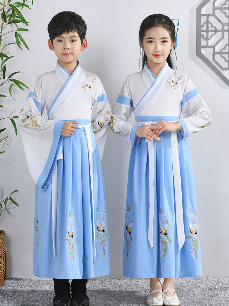 汉服男童国学服中国风古装书童服装三字经弟子规儿童演出服小学生
