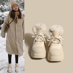 东北哈尔滨长白山旅游防寒保暖装 备雪地靴女加绒超厚短靴子大棉鞋