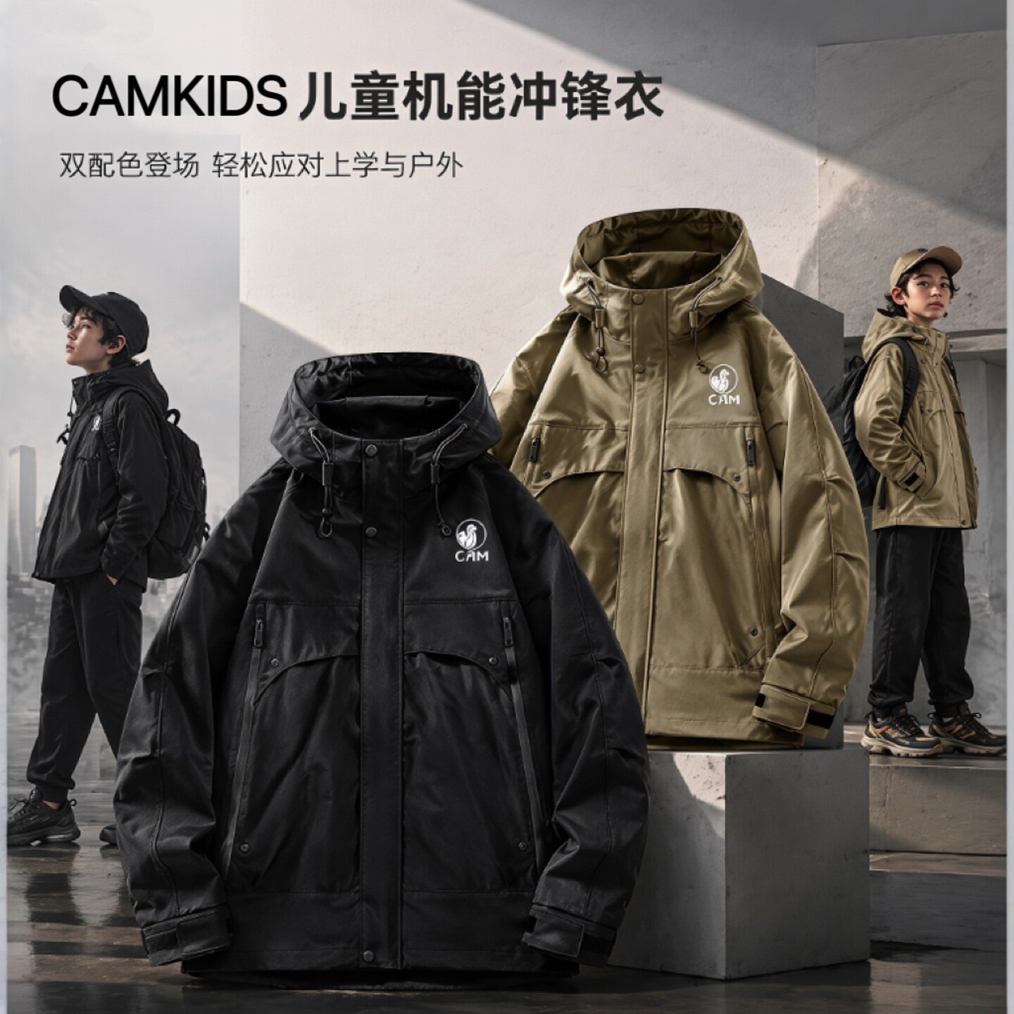 CAMKIDS儿童冲锋衣春秋2026新款图片