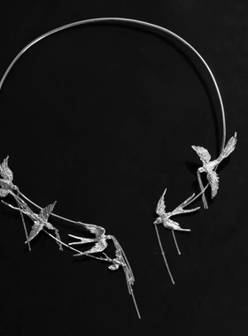 燕过留痕 s925银原创设计感中式项链圈婚礼首饰礼物项链项圈