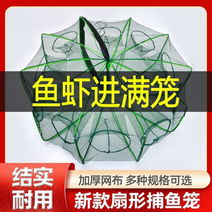 折叠虾笼网鱼笼捕鱼扇形网笼渔网地网抓鱼扑鱼黄鳝龙虾只进不出笼