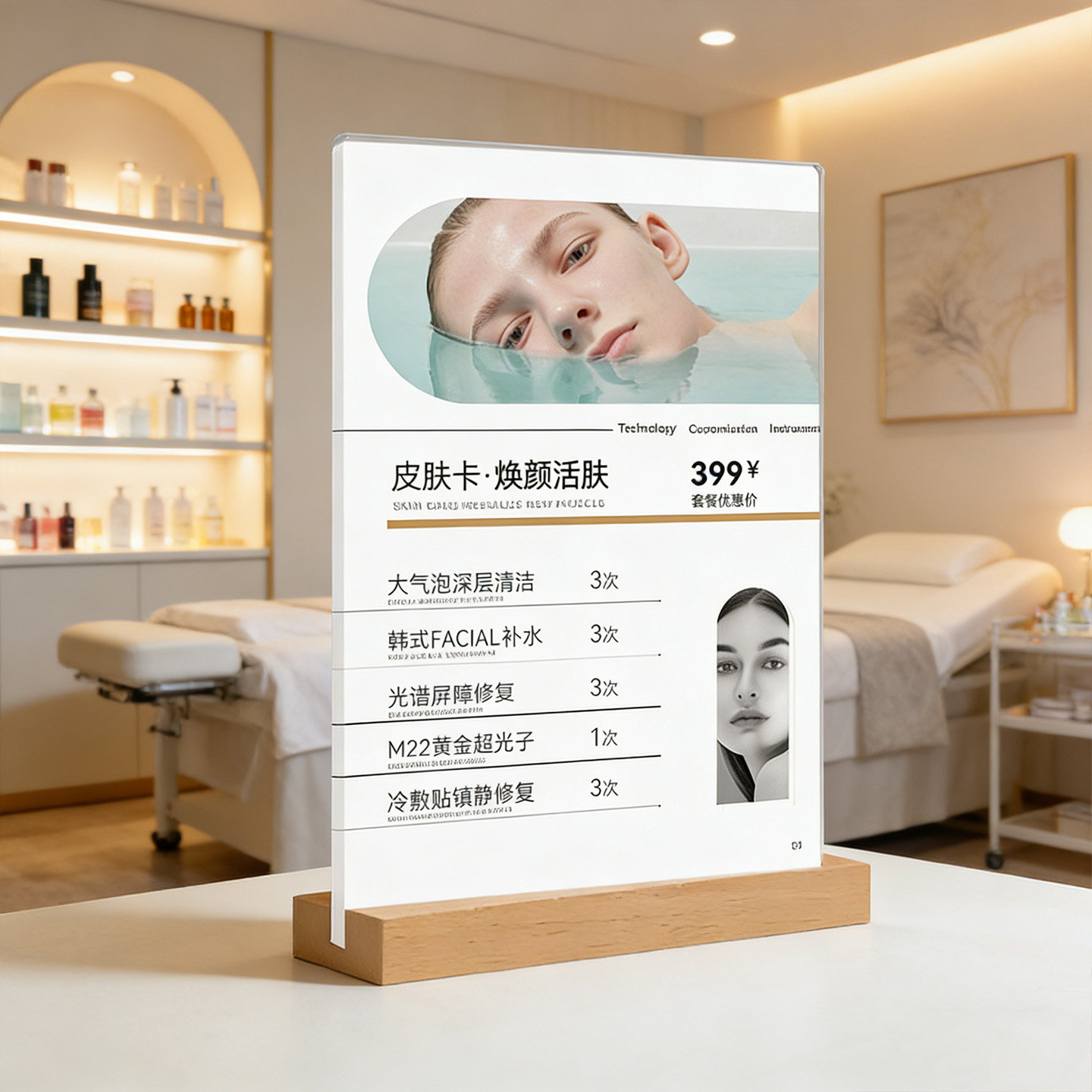 美容院价目表定制设计美发理发店美业美甲美睫开业会员充值A4台卡桌