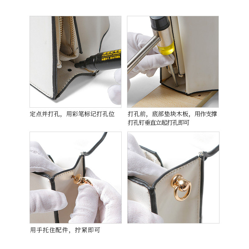 ROTATING MONK HEAD CLUTCH COSMETIC BAG MAKEOVER WASH BAG PUNCHED RING BUCKLE ACCESSORIES HIGH-GRADE SIDE HANGING BUCKLE COPPER