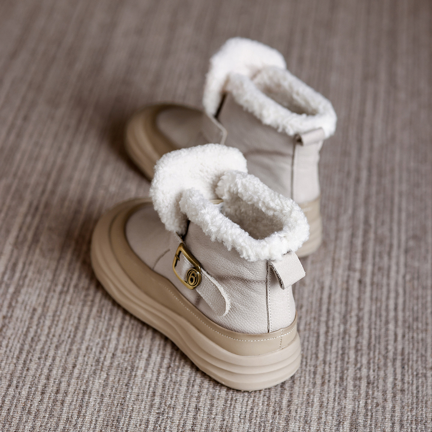 冬季厚底加绒雪地靴女2025新款皮毛一体短靴防水防滑加厚保暖棉鞋,女鞋,时尚雪地靴,淘宝优惠券,粉丝福利购,淘宝优惠卷