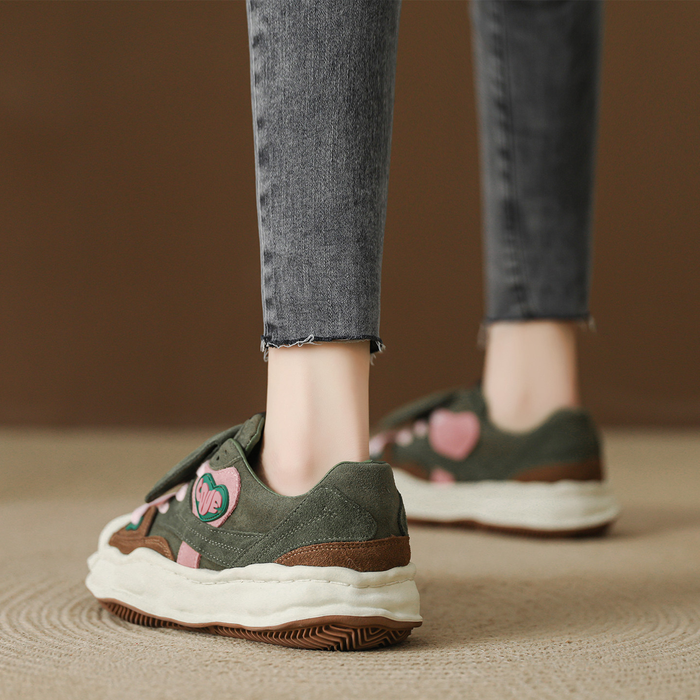 溶解鞋女2026春季新款厚底休闲贝壳头鸳鸯鞋真皮增高休闲女鞋软底,女鞋,休闲板鞋,淘宝优惠券,粉丝福利购,淘宝优惠卷