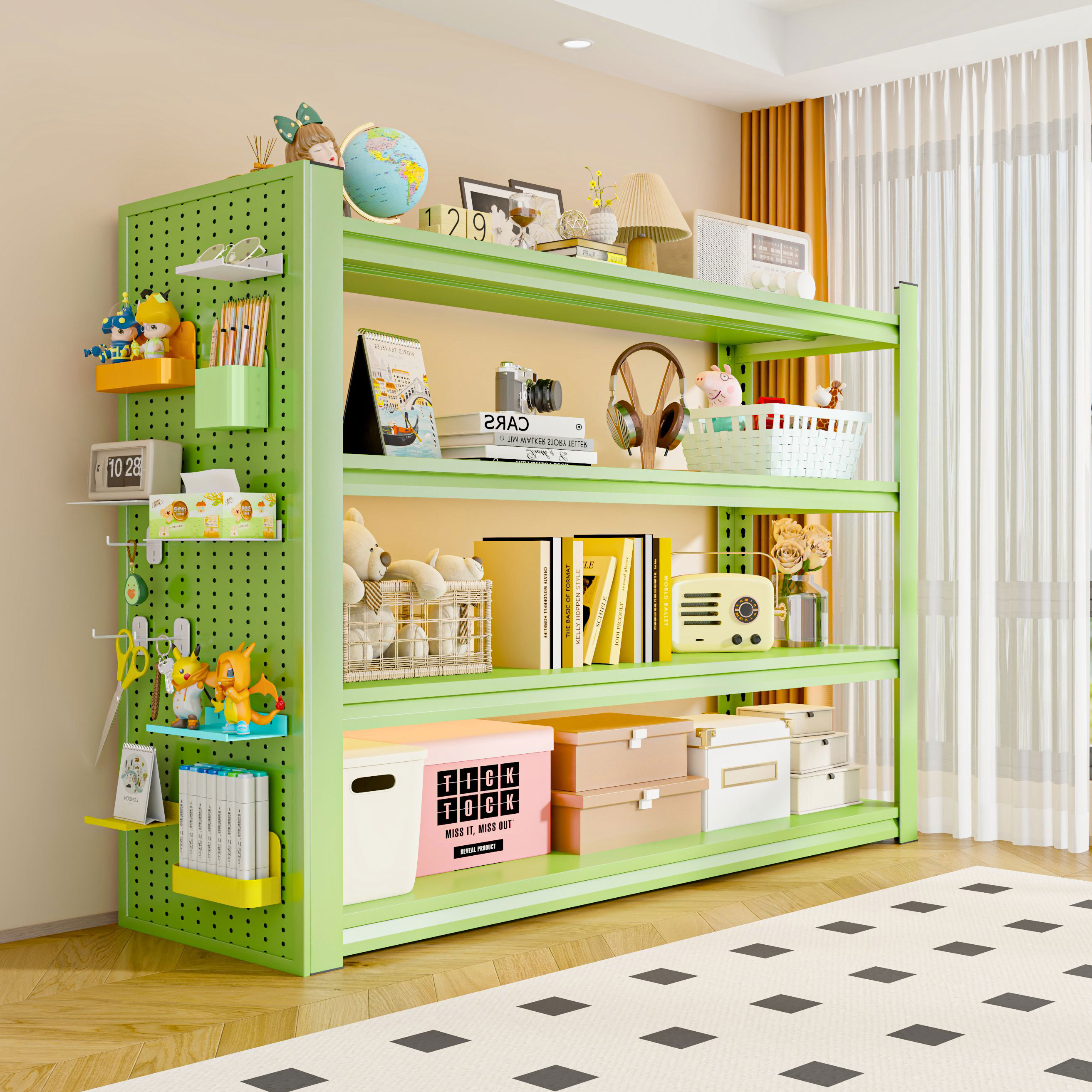 家用置物架钢制书架落地多功能卧室置物架厨房阳台加厚收纳整理架