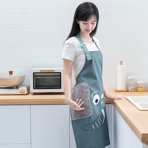 韩版防水防油PU仿皮围裙女工作服